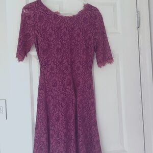 Magenta lace midi dress